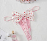 Adjustable High Premium One size Quality Panty G-STRING Panties Underwear Underpants Bridal Honeymoon Lingerie Pink Bow 