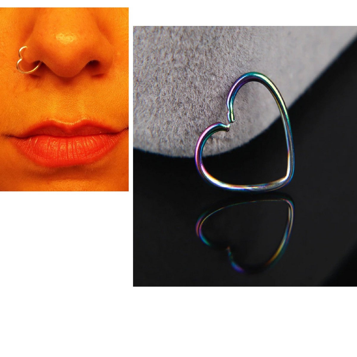 Steel Piercing Nose Pin 1pc 8mm Helix 0 8mm Heart Nostril Body Jewelry – Image 4 of 5