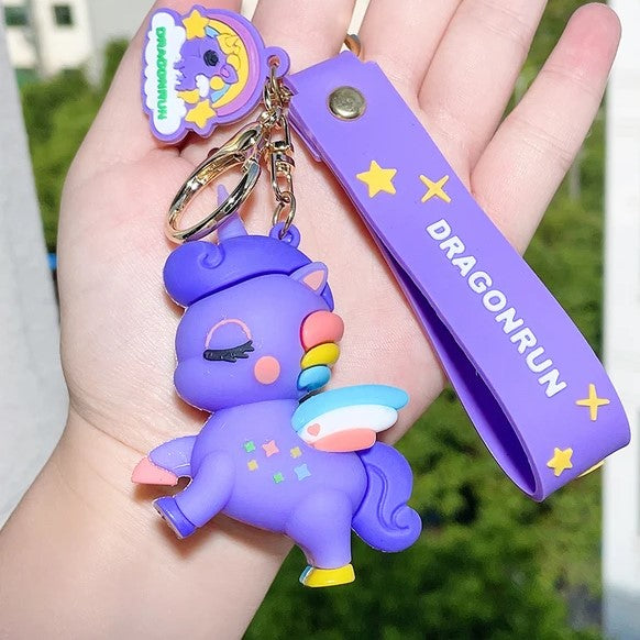 Rainbow unicorn keychain – cute cartoon plush doll for car key bag lanyard Pakistan – Hanaya Store