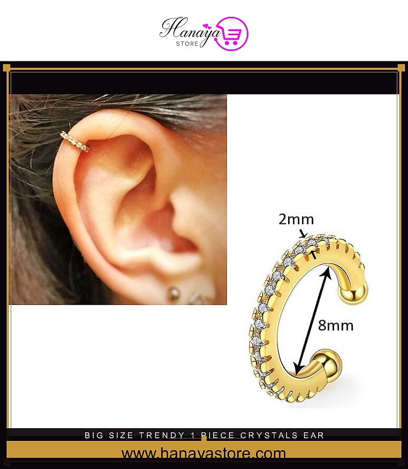 BIG Size Trendy 1 Piece Crystals Ear Cuff Earrings Adjustable Stylish Statement Jewelry – Earrings Online in Pakistan | Ha...