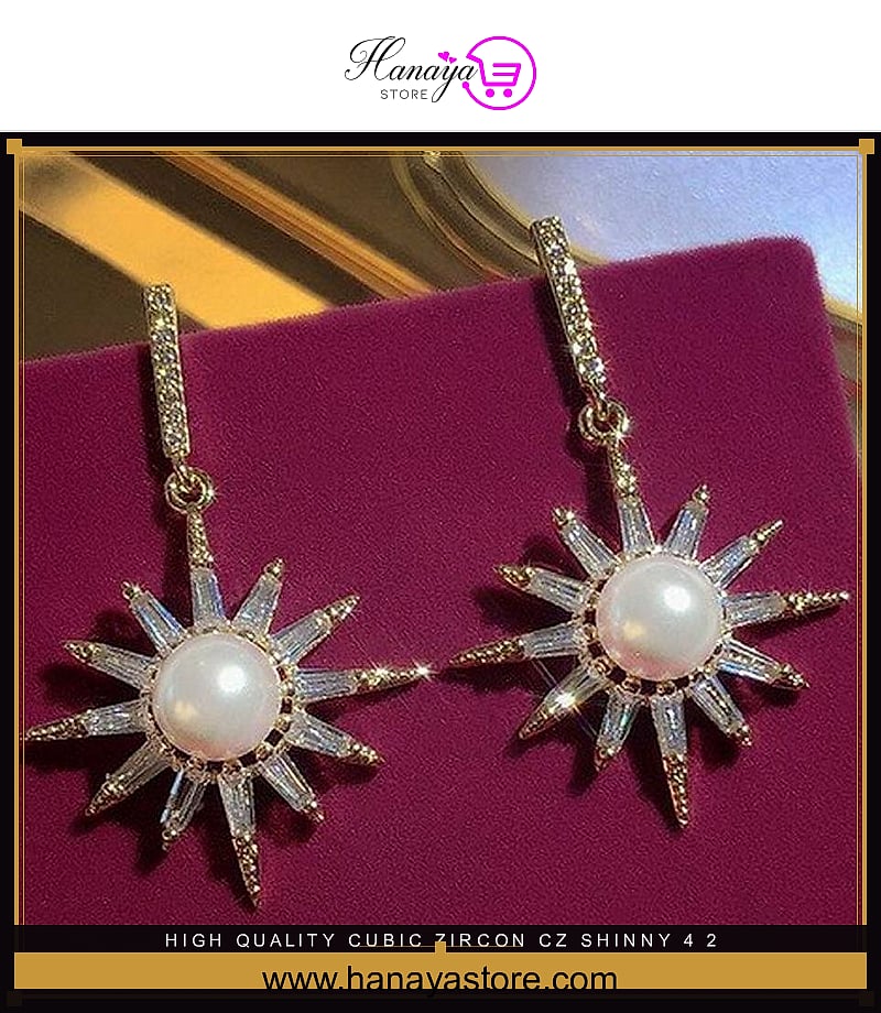 High Quality Cubic Zircon CZ Shinny 4.2 cm Party Wedding Trendy Earring – Earrings Online in Pakistan | Hanaya