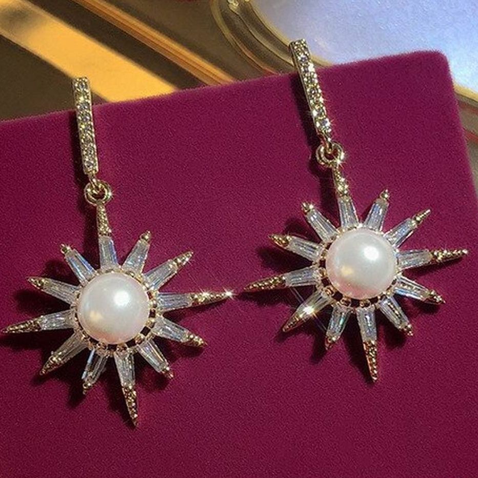 High Quality Cubic Zircon CZ Shinny 4.2 cm Party Wedding Trendy Earring – Earrings Online in Pakistan | Hanaya
