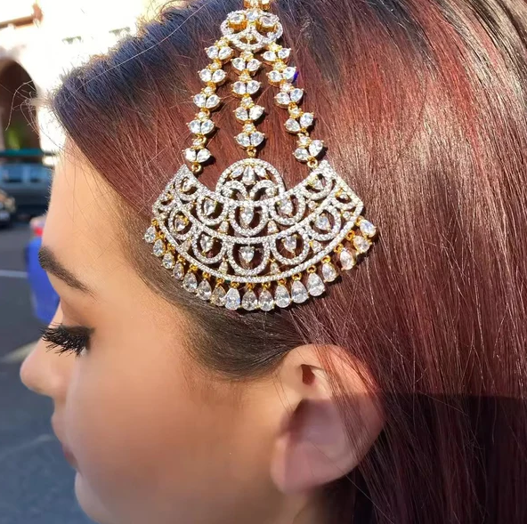 Multi Layered Head Chain Jhoomar Headpiece for Women - Matha Patti, Passa, Sheesh Phool, Mang Tikka, Bridal Head Jewelle