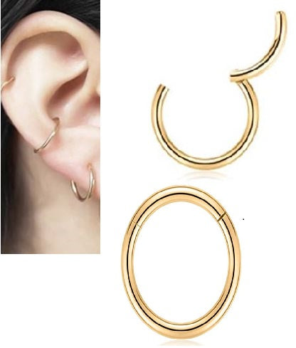 2 Pieces DAITH SNUG 12MM Hinged Earring HELIX Clicker ORBITAL LOBE Piercing TRAGUS ROOK Cartilage Helix Earring – Lifestyl...