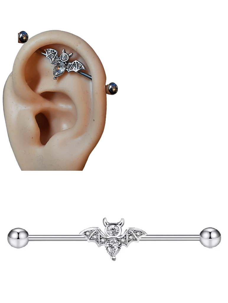 Stylish Steel 38mm Ear Plug 14G Piercing Industrial Cartilage Ear Jewelry Earrings Collection – Close Up – Earrings | Hana...