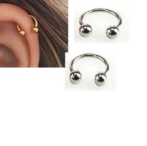 2 ORBITAL Pieces HELIX 8.0MM LOBE Cartilage Helix TRAGUS Stud Tragus Ear Piercing Plug Horseshoe DAITH Earring For ROOK SN...