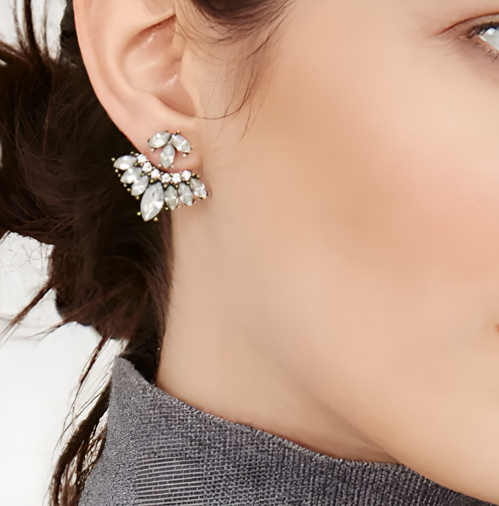 Front Back Earrings Stylish Hanging Drop & Huggie Designs Crystal Earring