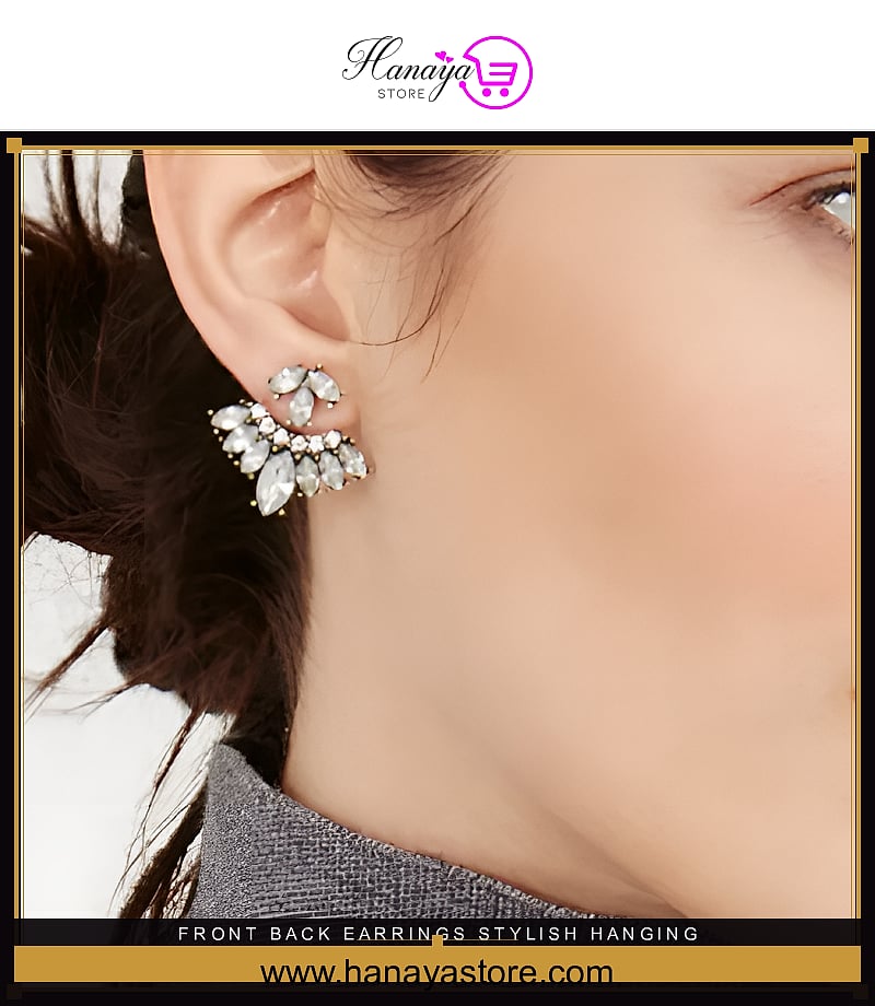 Front Back Earrings Stylish Hanging Drop & Huggie Designs Crystal Earring