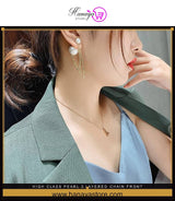 High Class Pearl 3-Layered Chain Front Back Earrings – Earrings Online in Pakistan | Hanaya
