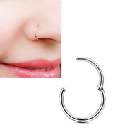 Titanium 1 Piece 8MM Hinged Septum Clicker Piercing Nose Ring Nostril