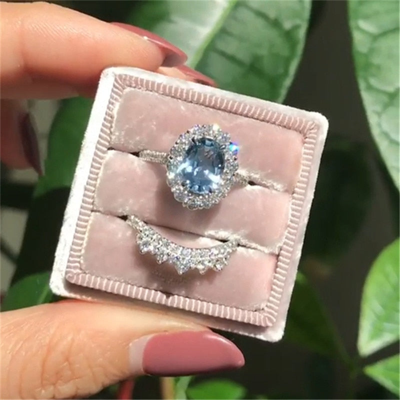 Trendy High Class 2 Pieces Gem CZ Ring For Women – Image 2 of 3