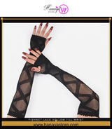 Fishnet Lace Hollow Till Wrist Elasticity Gloves Fashionable Women Gloves