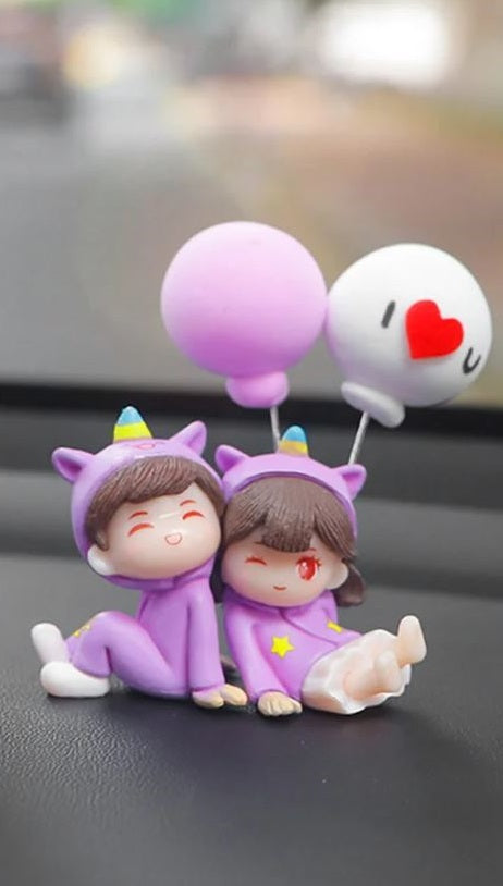 Cute Cartoon Couple Car Dashboard Ornament – Romantic Anime Action Figure | Kawaii Auto Interior Accessory | Gift for Coup...