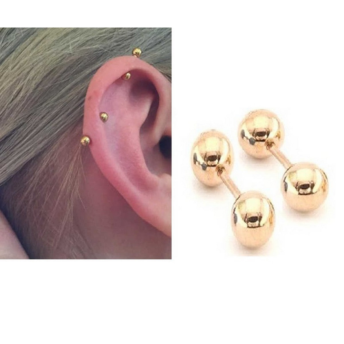 2 Pieces Steel 5mm Ear Plug Piercing Barbell Cartilage Ear Jewelry – Close Up – Accessories | Hanaya Pakistan