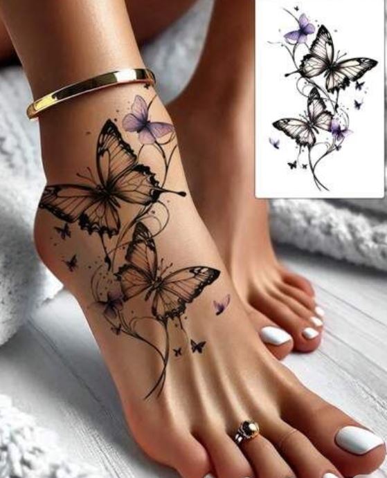 Waterproof Temporary Tattoo Sticker butterfly flower rose fake hand tattoo leg tattoo neck tattoo wrist tattoo thigh tattoo back tattoo arm tattoo foot tattoo Mehndi Henna