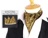 Mens cravat ascot tie set – jacquard bow tie and pocket square for weddings Pakistan – Hanaya Store