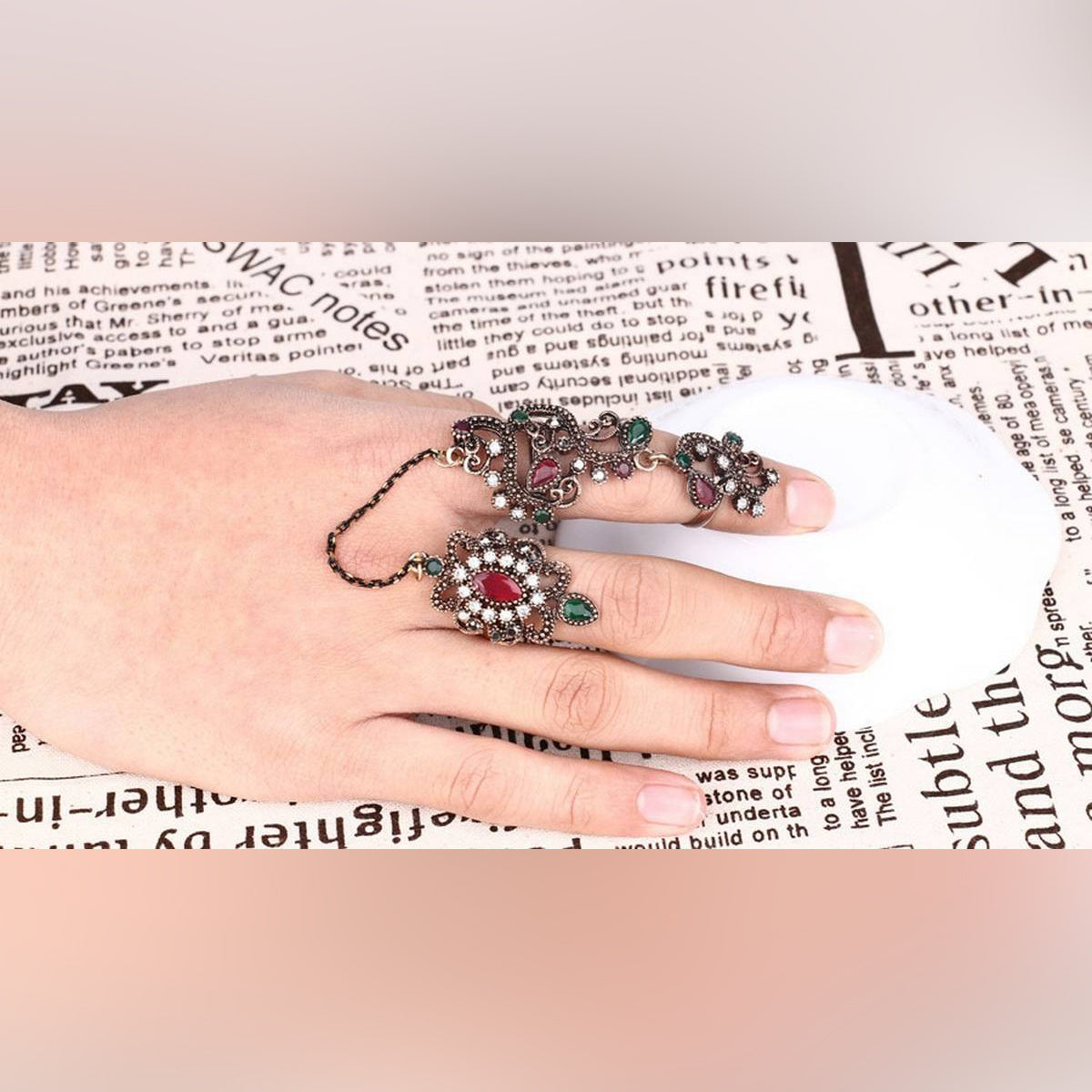 Turkish Jewelry Adjustable 2Pcs Ring Sets Fine Part Wedding Vintage Crystal Women Ring – Accessories Online in Pakistan | ...
