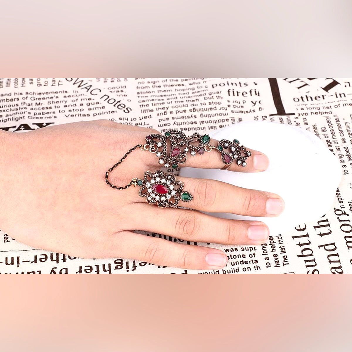 Turkish Jewelry Adjustable 2Pcs Ring Sets Fine Part Wedding Vintage Crystal Women Ring – Accessories Online in Pakistan | ...