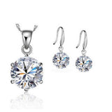 925 silver-tone crystal jewelry set close-up – pendant earrings set Pakistan – Hanaya Store