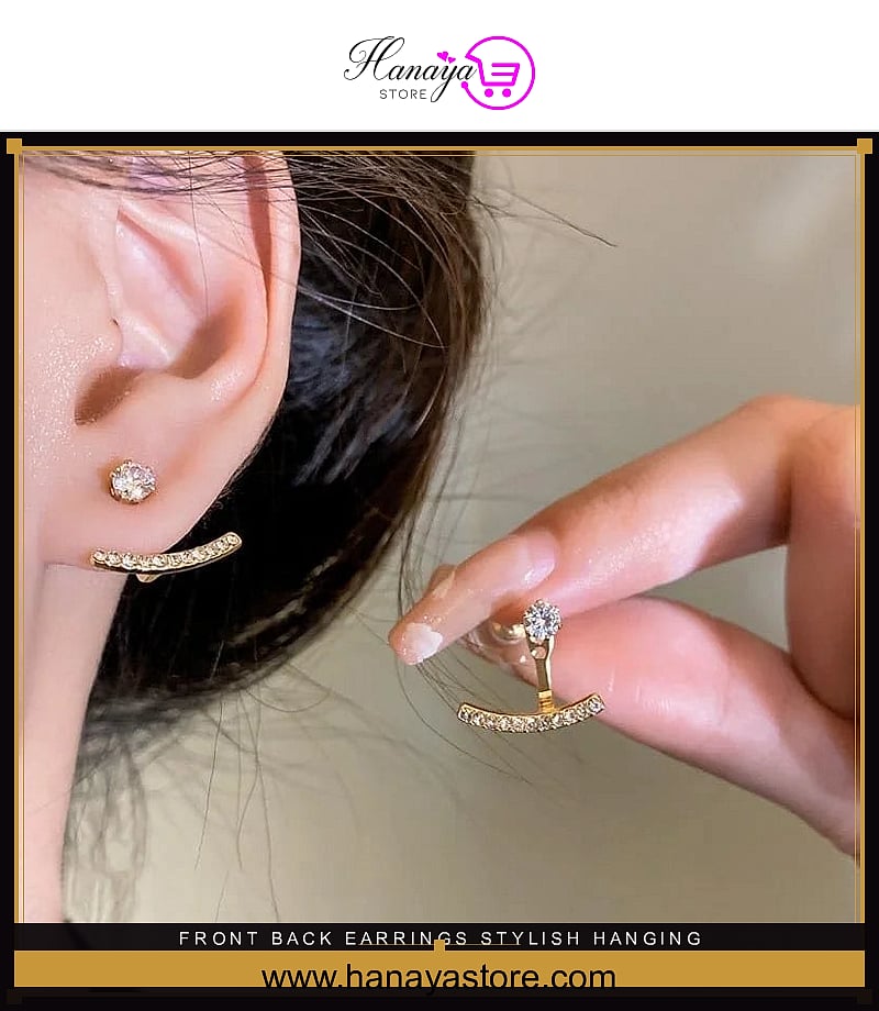 Front Back Earrings Stylish Hanging Drop & Huggie Designs Crystal Earring