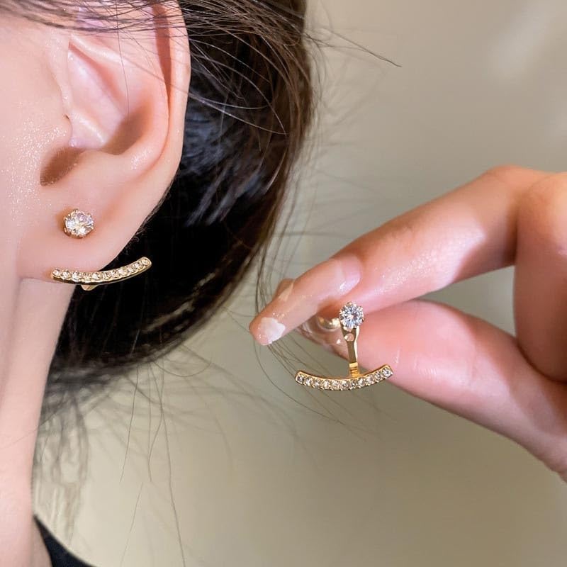 Front Back Earrings Stylish Hanging Drop & Huggie Designs Crystal Earring