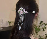Elegant Chinese Style Hair Clip Tassel Hair Stick Traditional Floral Design – Image 2 of 2