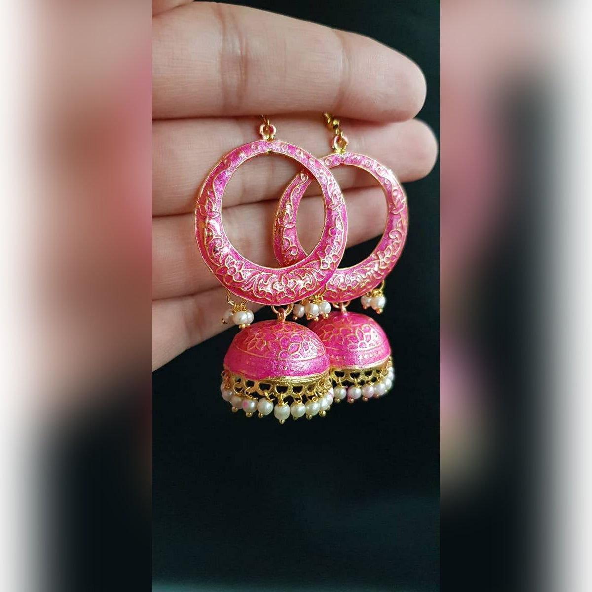 Trendy Traditional Jhumka Classy Elegant Royal Earring – Close Up – Accessories | Hanaya Pakistan