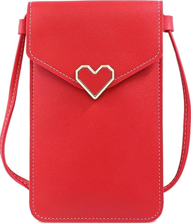 Women PU Leather Cell Phone Bag – Transparent Shoulder Handbag Clutch Wallet Purse with Card Holders – Girls Crossbody Mob...