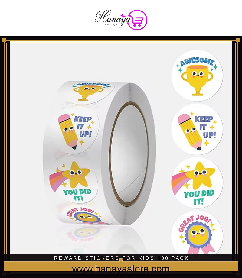 Reward Stickers for Kids 100 Pack – Positive Word 25mm Stickers for Teachers & School Activities – Stickers Online in Paki...