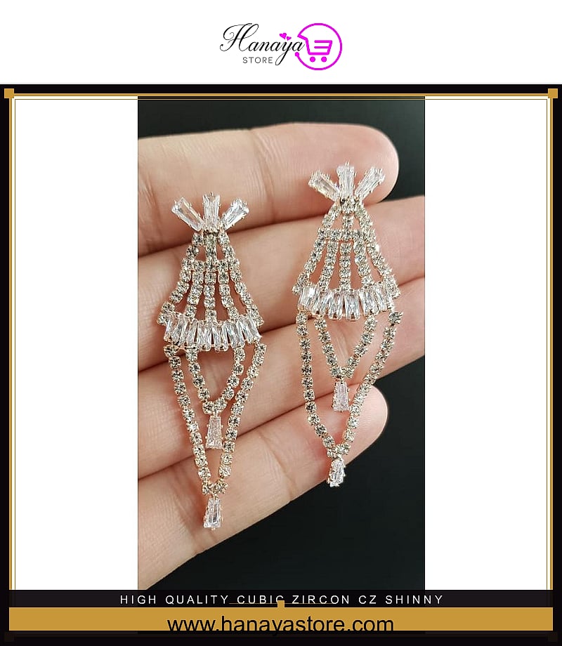 High Quality Cubic Zircon CZ Shinny Royal Party Wedding Classy Trendy Earring – Accessories Online in Pakistan | Hanaya