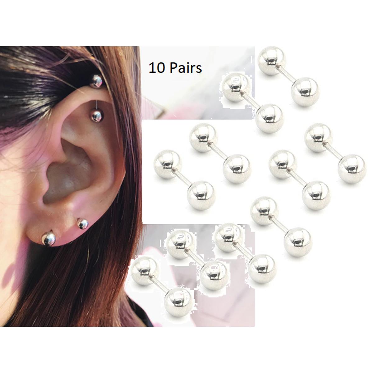 Steel 5.mm Pair Ear Plug Piercing Barbell Cartilage Ear Jewelry – Image 4 of 4