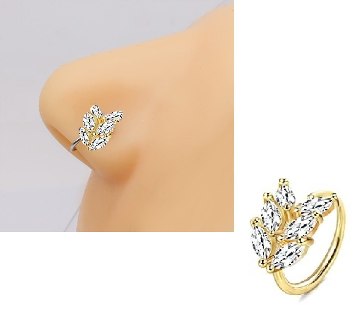 Piercing Thin Nose Ring 8mm 2 Row Crystal Nostril Body Jewelry 1 PIECE – Accessories Online in Pakistan | Hanaya
