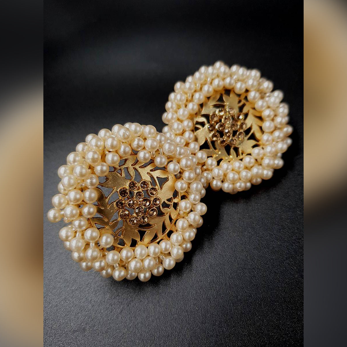 Trendy Delicate High Quality Classy Fully Pearl Round Crystal Fashion Earring – Close Up – Earrings | Hanaya Pakistan
