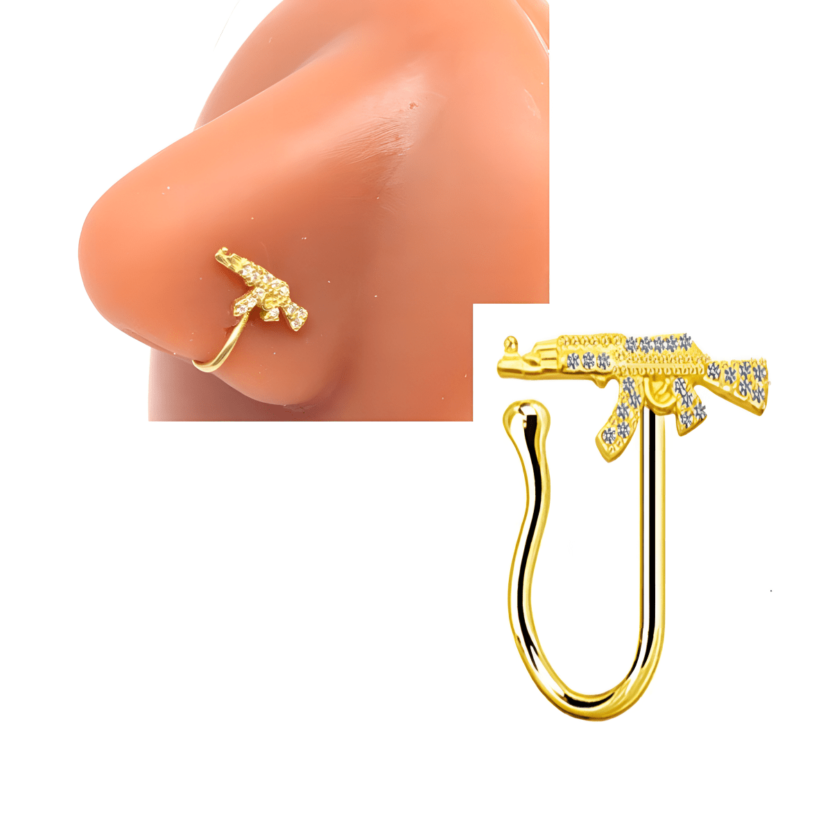 Adjustable Clip On Fake Nose Ring Non Piercing Thin Nostril Body Piercing Jewelry – Nose Jewelry Online in Pakistan | Hanaya