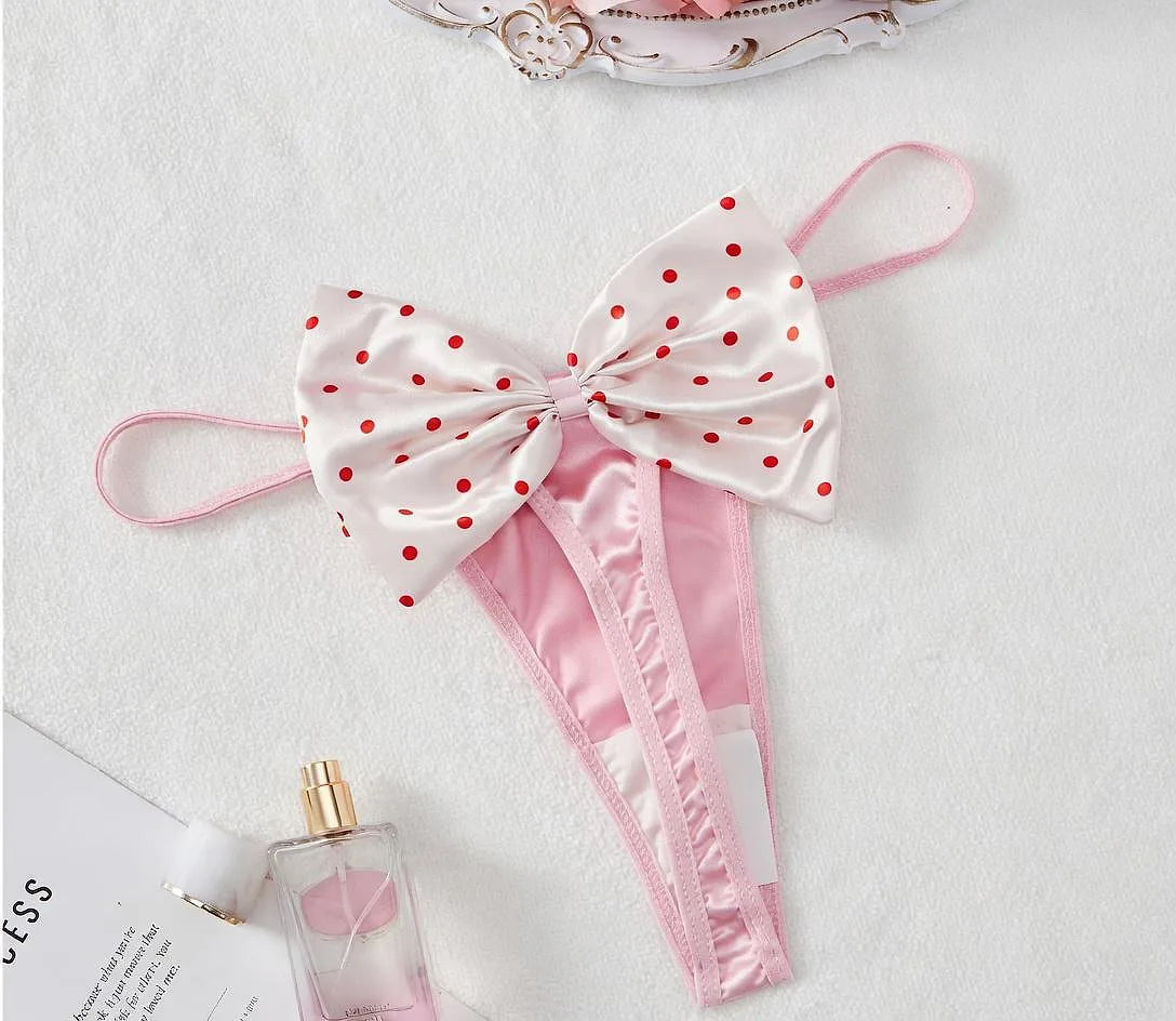 Adjustable High Premium One size Quality Panty G-STRING Panties Underwear Underpants Bridal Honeymoon Lingerie Pink Bow Fashion Underwear for Women – Everyday Comfort & Style