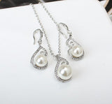 Trendy Classy Pearl Crystal Crystal Earring & Necklace Jewelry Set – Image 3 of 3