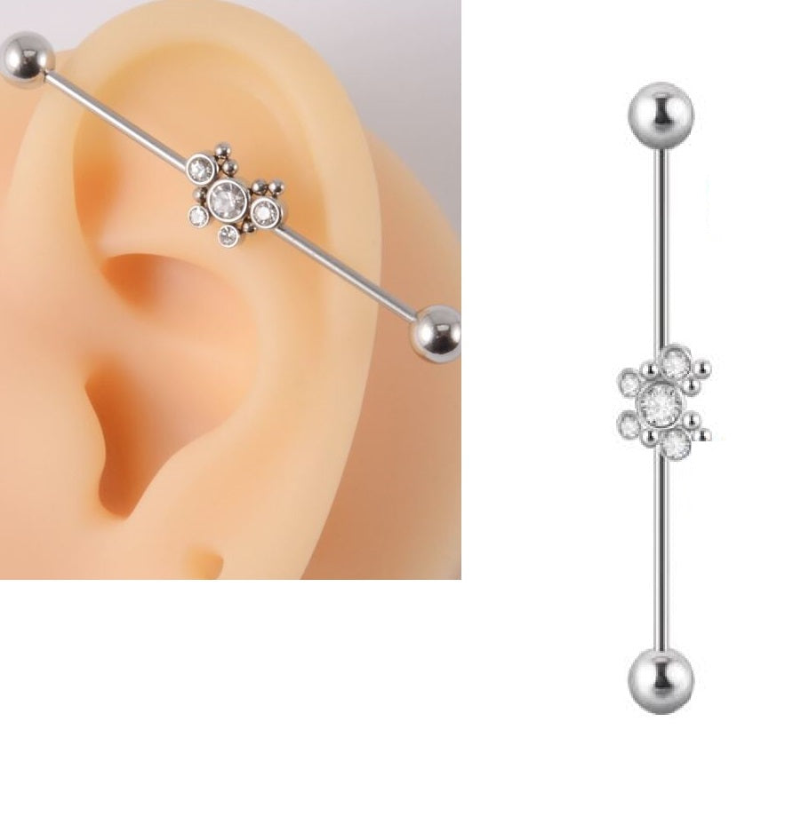 Steel 38mm Ear Plug 16G 1.2mm Barbell Piercing Industrial Cartilage Ear Jewelry for Piercing Enthusiasts – Close Up – Earr...