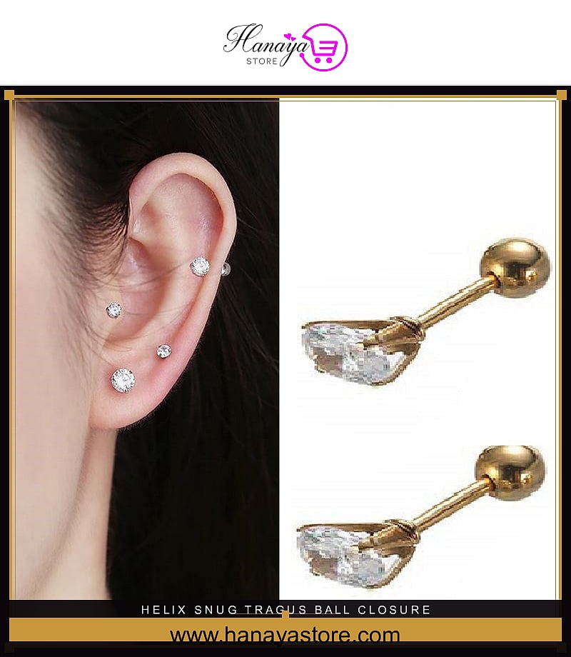 HELIX SNUG TRAGUS Ball Closure Cartilage ORBITAL 8mm Helix 1.2mm DAITH 16G Stud Tragus Piercing ROOK Earring LOBE – Earrin...