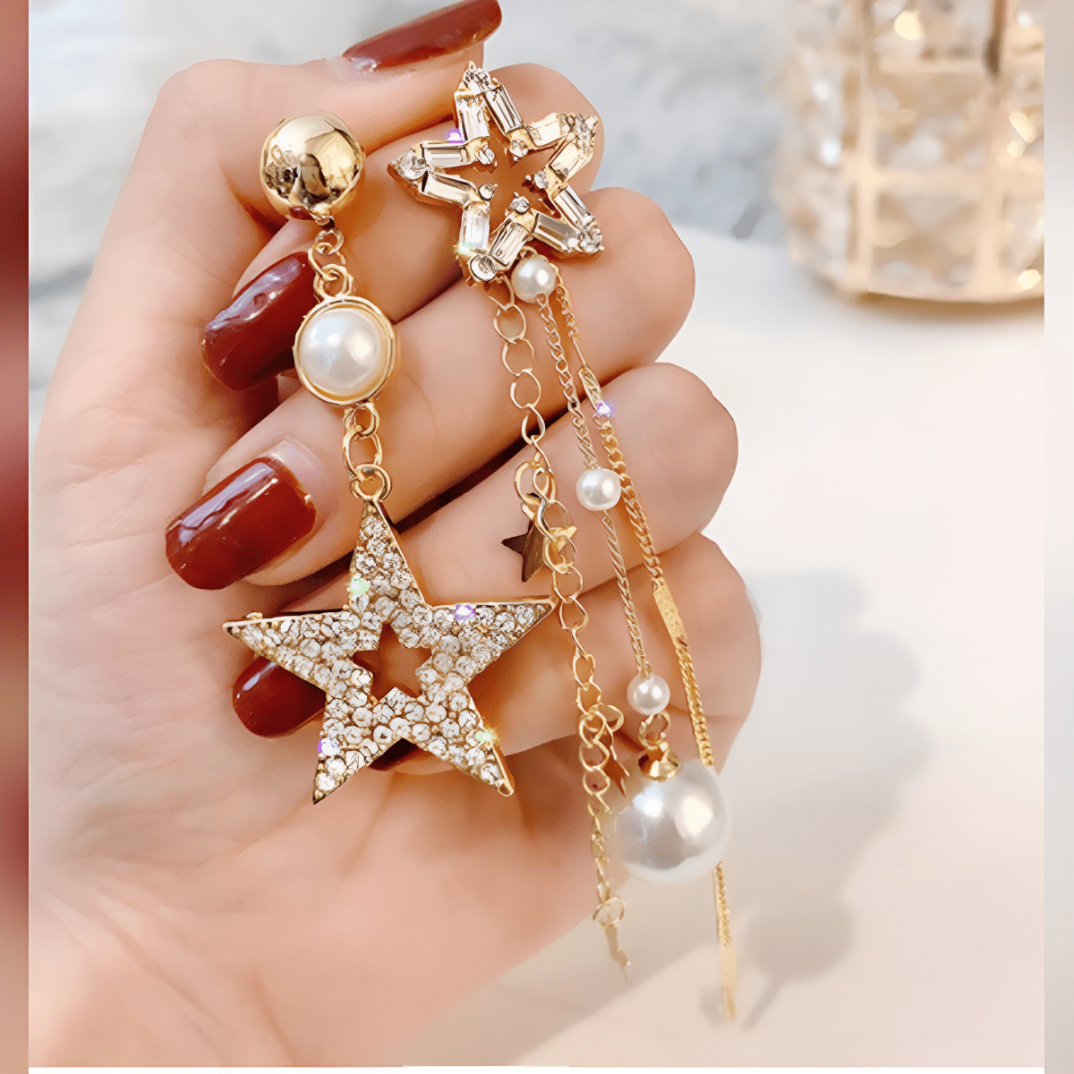Asymmetrical High Quality Irregular Zircon Classy Royal Party Trendy Earring – Earrings Online in Pakistan | Hanaya