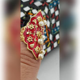Trendy Classy Antique Vintage Handmade Meenakari Adjustable Ring – Accessories Online in Pakistan | Hanaya