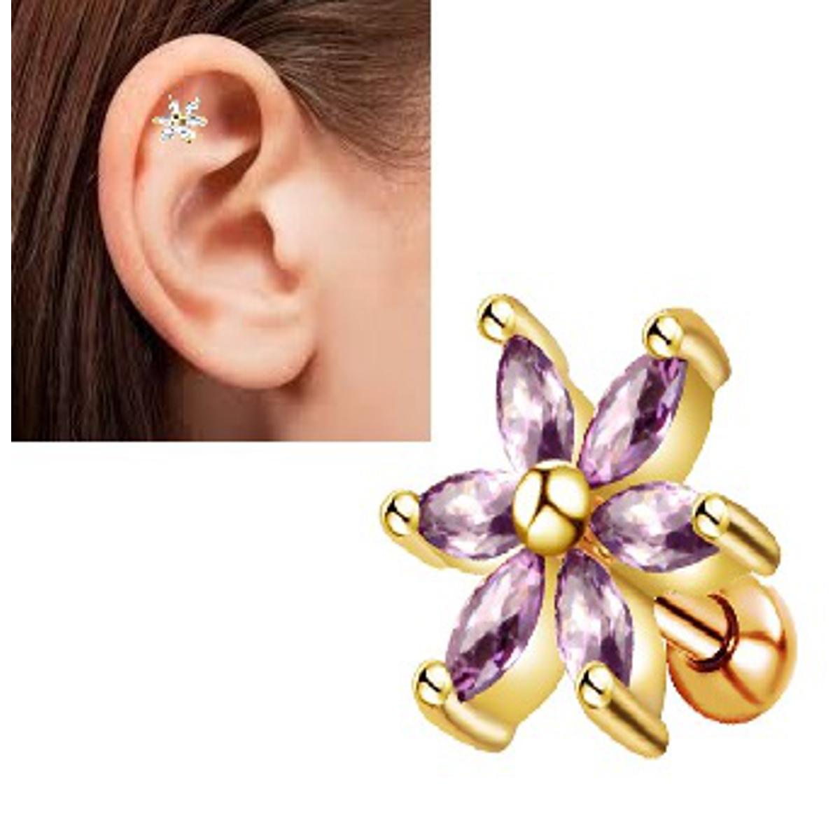 1 PIECE Cartilage 6mm Long Helix 1.2mm Stud Crystal Tragus Piercing Earring – View 4 – Accessories | Hanaya Pakistan