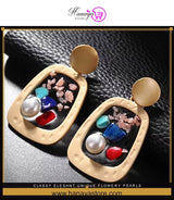 Classy Elegant Unique Flowery Pearls & Stones Drop Earring – Earrings Online in Pakistan | Hanaya