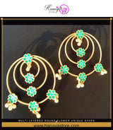 Multi Layered Round Flower Unique Shape Fashionable Classy Earring – Earrings Online in Pakistan | Hanaya