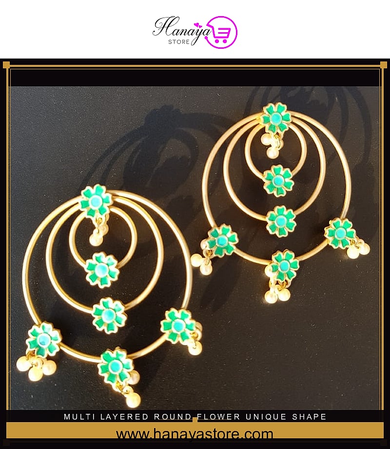 Multi Layered Round Flower Unique Shape Fashionable Classy Earring – Earrings Online in Pakistan | Hanaya
