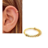 Spiral helix piercing ring close-up – surgical steel coil cartilage jewelry Pakistan – Hanaya Store