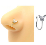 Non Piercing Adjustable Thin Clip On Nose Pin Elegant Nostril Body Jewelry