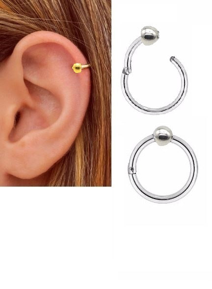 2 Pieces 10mm Seamless HELIX ORBITAL Hinged TRAGUS LOBE DAITH Segment Cartilage Helix Stud Tragus Ear Piercing SNUG ROOK E...