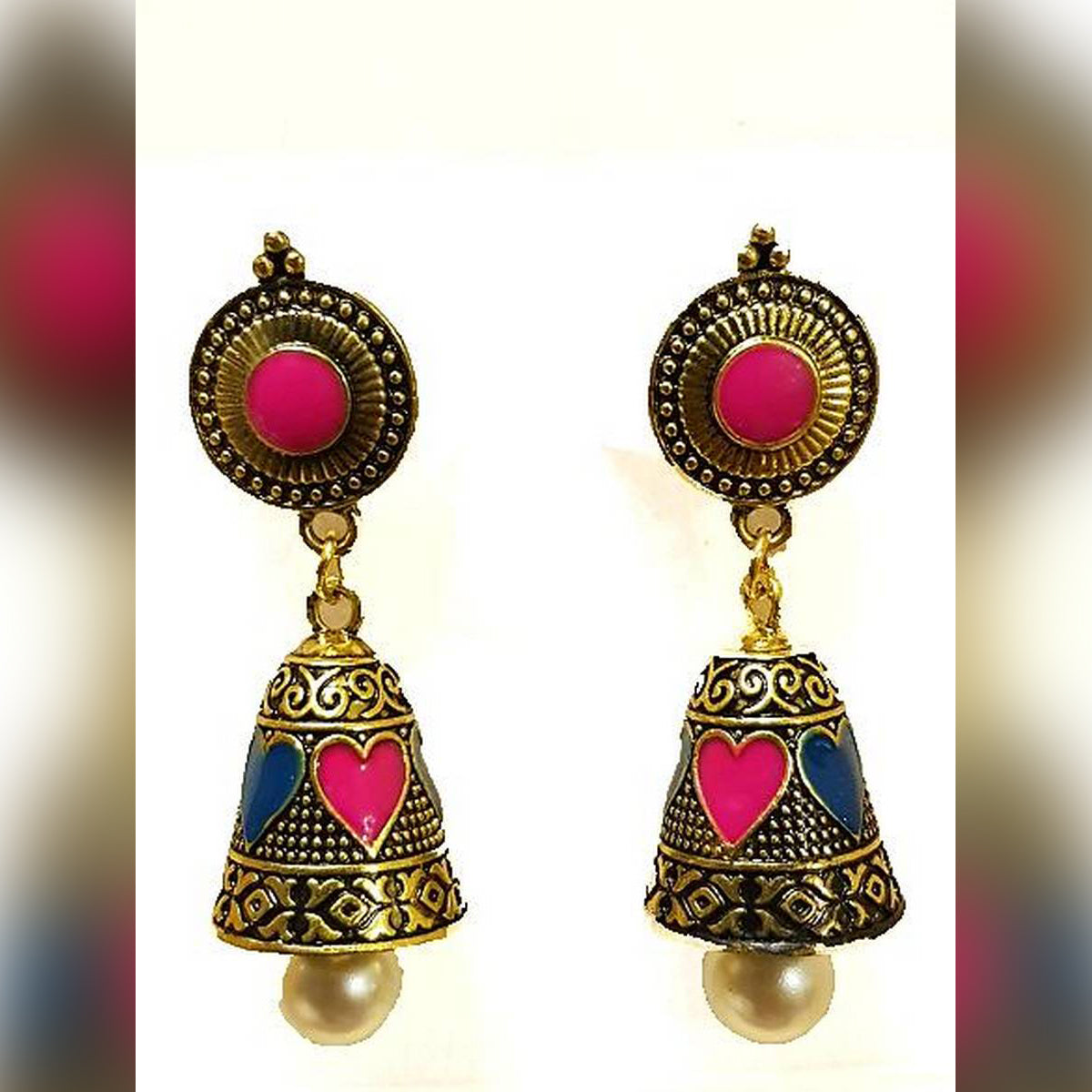 Trendy Antique Pearl shape Fashionable Heart Earring – Earrings Online in Pakistan | Hanaya
