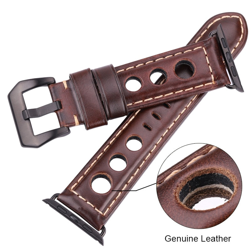 STRAP Premium Quality Leather Vintage Compatible for APPLE iWatch Elegant 38/40mm Series 1/2/3/4/5/6 – Close Up – Accessor...