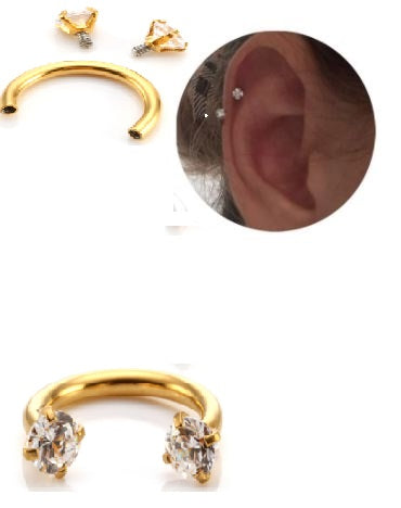 1 Piece Cartilage Helix Stud 8mm Tragus Ear Piercing Plug Crystal HorseShoe Earring – Accessories Online in Pakistan | Hanaya
